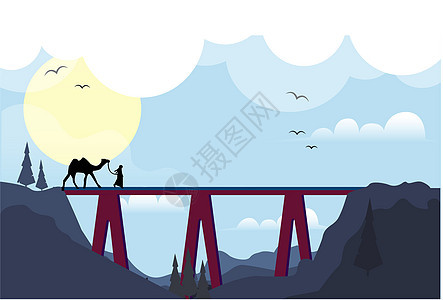 高山铁路插画背景图片