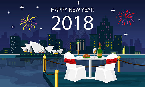 宴会餐桌2018新年快乐设计图片