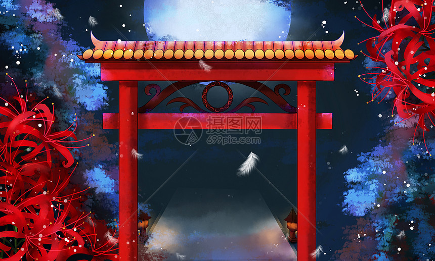 彼岸花古风背景图