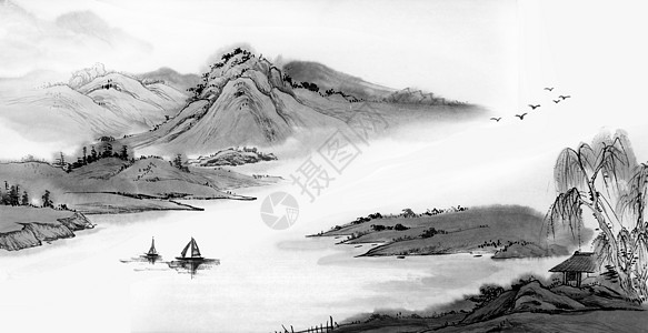 水墨山水画插画图片下载-正版图片400073355-摄图网