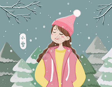 雪中的女孩背景图片