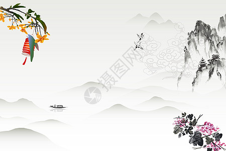 仙鹤中国风背景设计图片