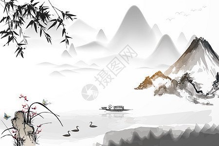 山水中国风背景背景图片