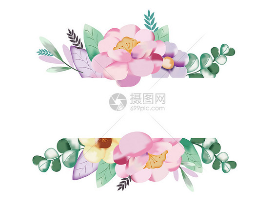 手绘水彩花朵装饰框图片
