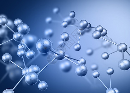 立体分子背景小球蓝色科技背景设计图片