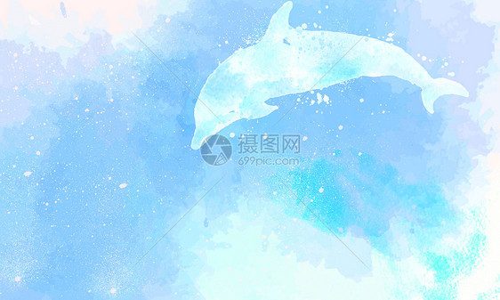 水彩海豚清新背景