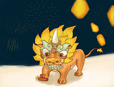 恐怖楼阁年兽插画