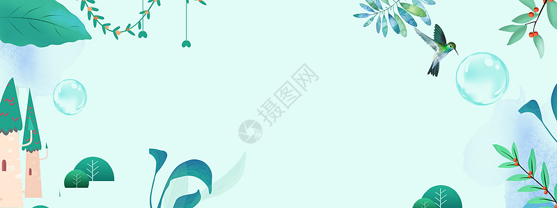 盆栽banner清新花草背景设计图片