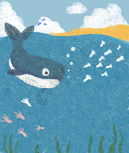 动物插画鲸鱼背景素材高清图片