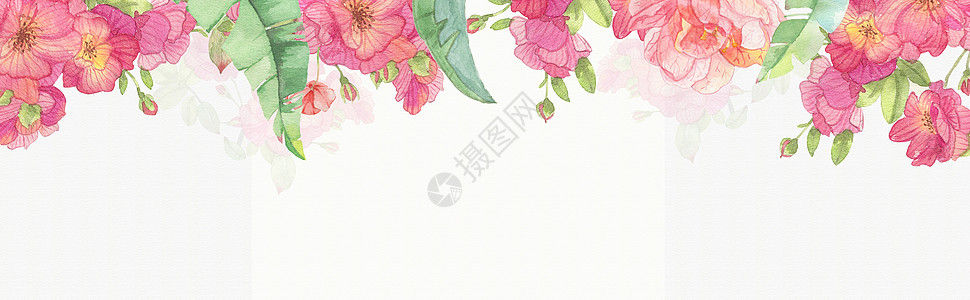 节日促销展板水彩花卉背景插画