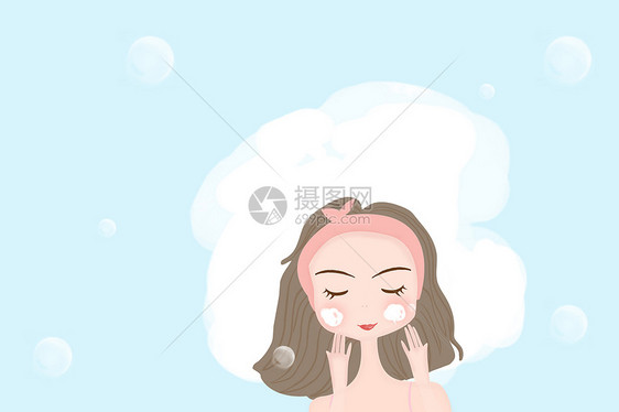 可爱洗脸女孩