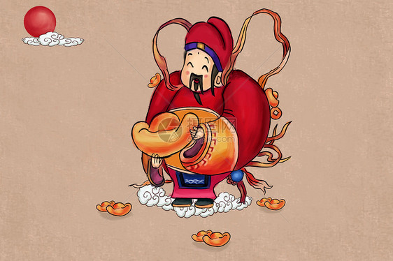唯美插画 财神爷.