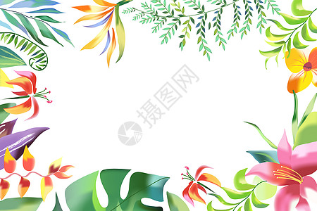 手绘水彩植物装饰背景图片