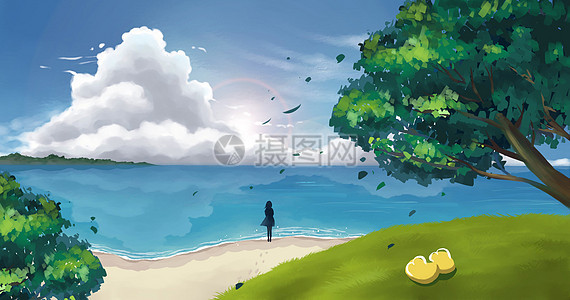 走向大海的女孩图片素材_免费下载_psd图片格