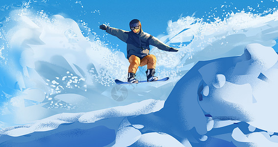 冬季滑雪插画背景图片