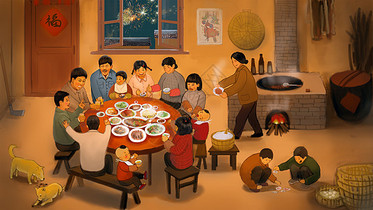 年夜饭家人团聚图片