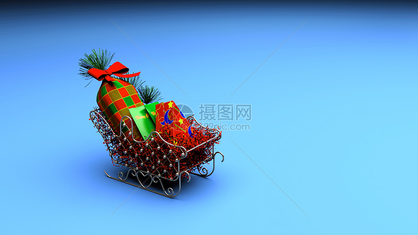 圣诞装饰礼物小车背景图片