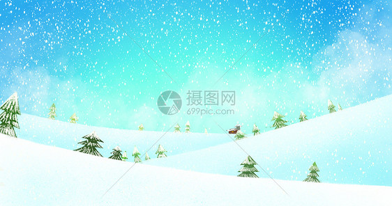 雪松手绘意境背景图片