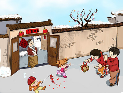 新年春节拜年插画图片