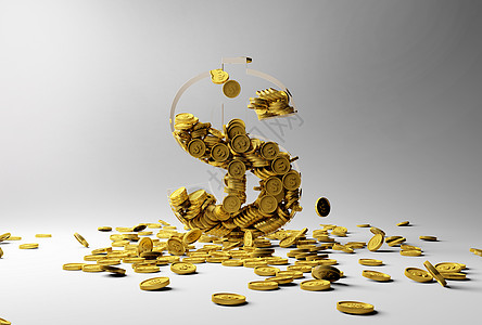 玻璃钱创意散落的金币设计图片
