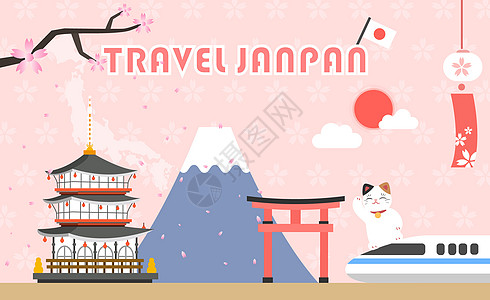 日本旅游扁平化旅游高清图片