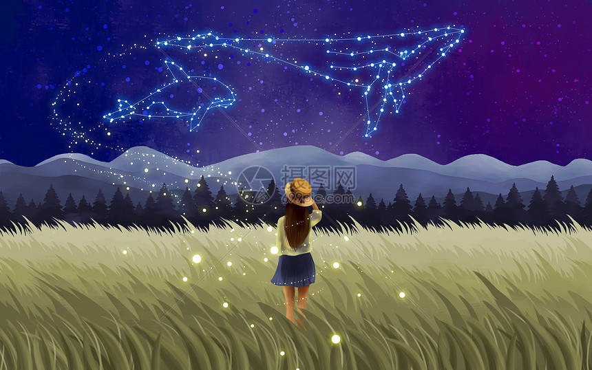 眺望星空的女孩