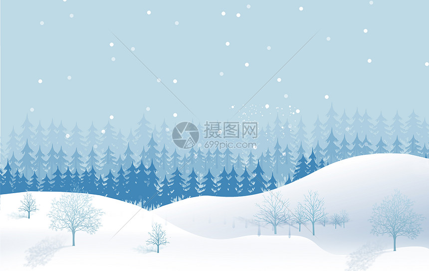 冬季雪景插画图片