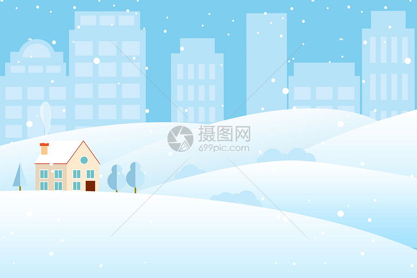 城市远郊的雪景图片