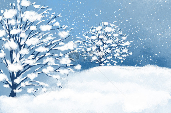 冬季雪景大雪插画