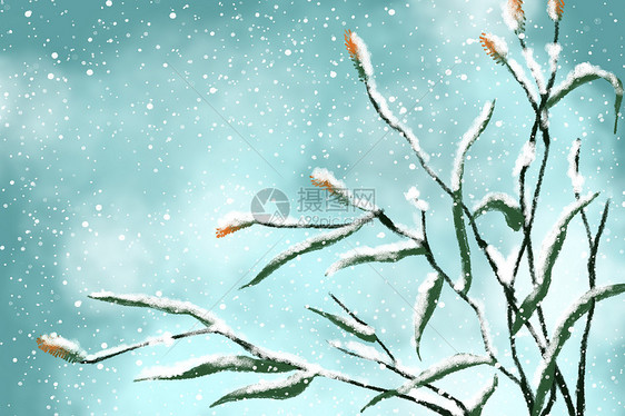 冬季雪景大雪插画图片