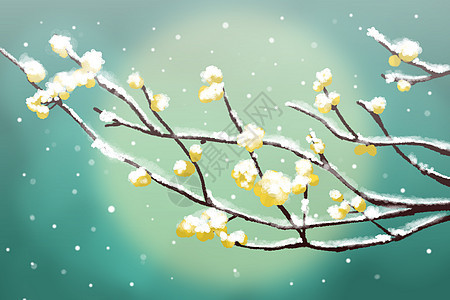 冬季雪景插画背景图片