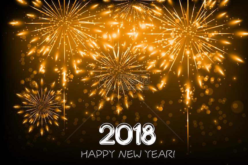 2018新年金色烟花图片素材_免费下载_psd图片
