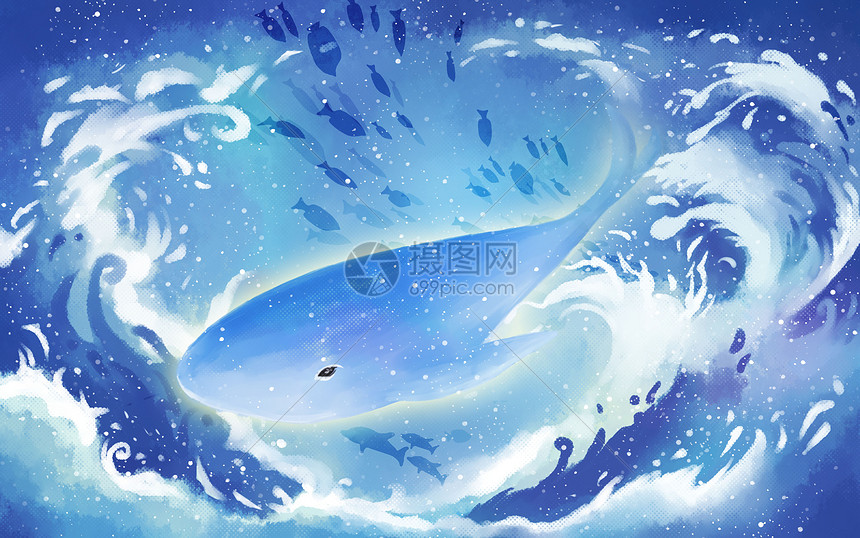 海浪中的鲸鱼