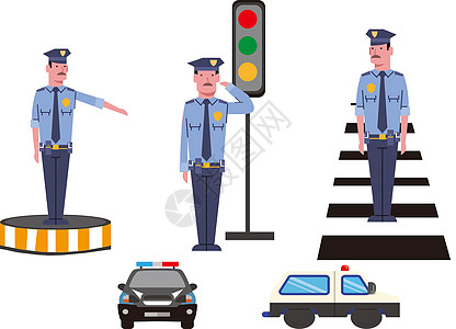 信号站矢量扁平警察人物插画