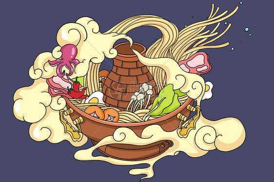 火锅手绘插画