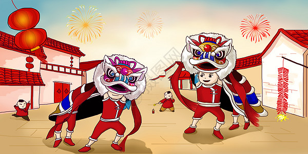 喜庆传统元宵插画图片