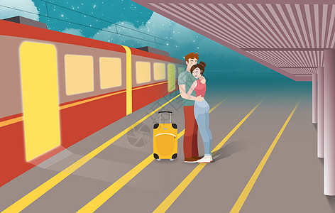 车站情侣分离背景图片
