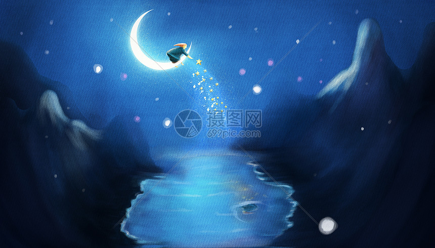 星河与山峦图片