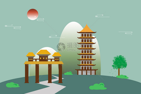 中国式建筑古塔图片