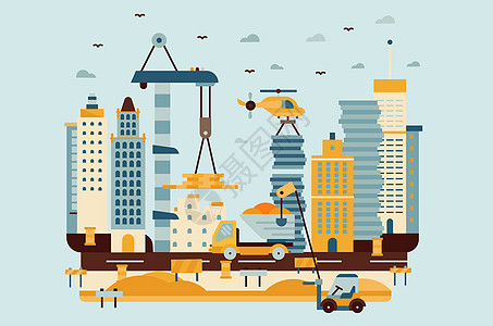 建设施工城市建筑建设扁平插画