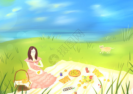 春日野餐背景图片