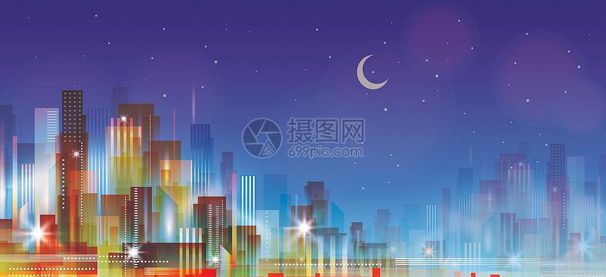 星空下的城市夜景图片