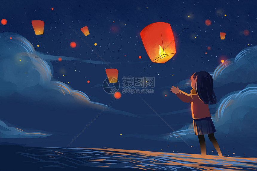新年许愿孔明灯