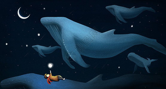 数鲸鱼的男孩背景图片