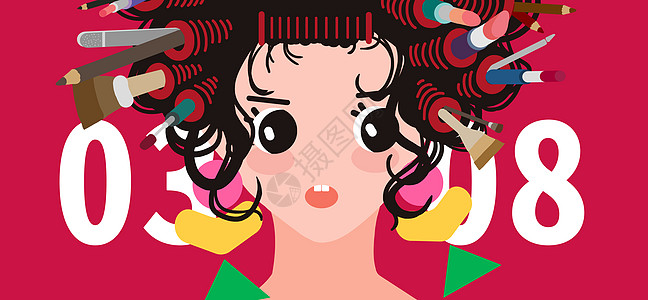 女神节促销美妆妇女节插画