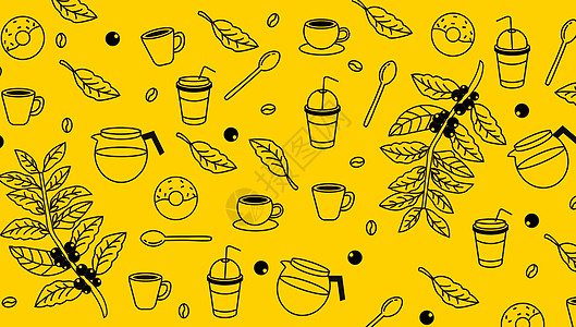 奶茶杯子咖啡饮料元素背景插画