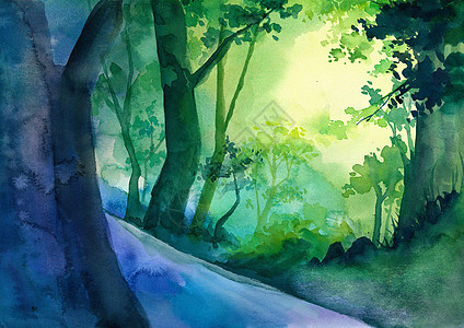 水彩森林背景图片