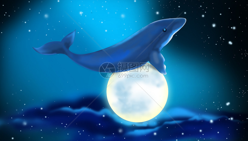 鲸鱼与月亮图片