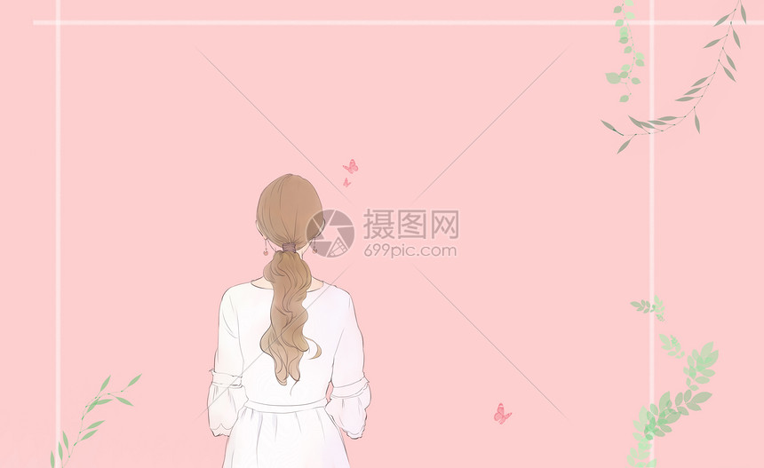 女生节小清新插画图片