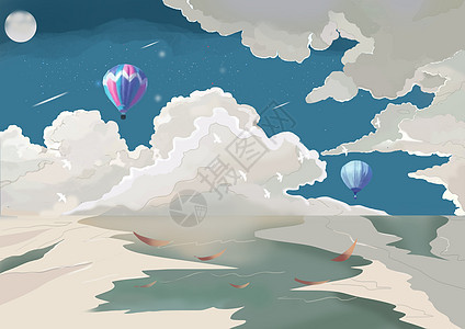 天空热气球背景图片